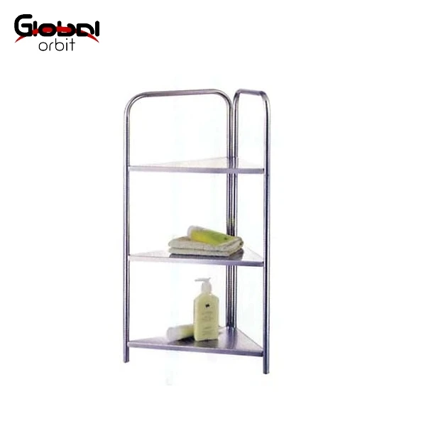 Free Standing Modern Style Corner Bathroom 3-tier Shelves Bath Storage