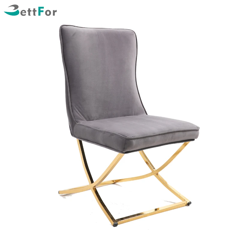 
X legs Velvet Metal Dining Chair 