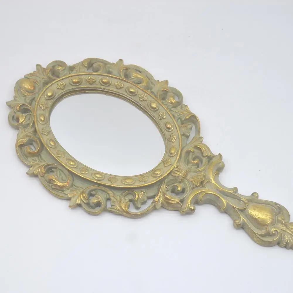 Vintage shabby chic wedding favors custom silver hand held mirror printing words souvenir gift