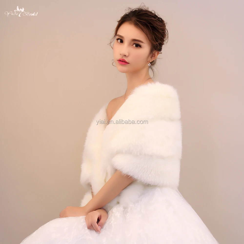 
LZP144 Fashion Ladies Winter Off Shoulder Bridal Shawls Fur Bolero Winter Wedding Coat 