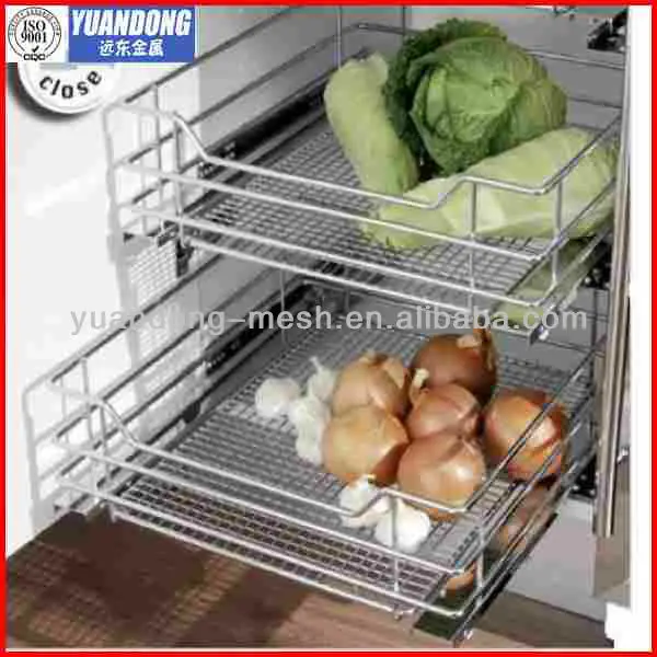 stainless steel kitchen cabinet wire storage basket/vegetable storage basket stainless steel storage basket