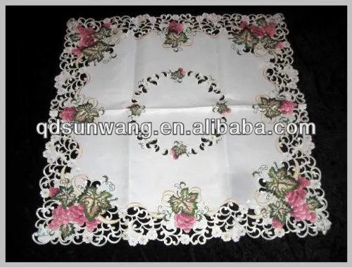 
grape tablecloths with embroidery and cutwork 