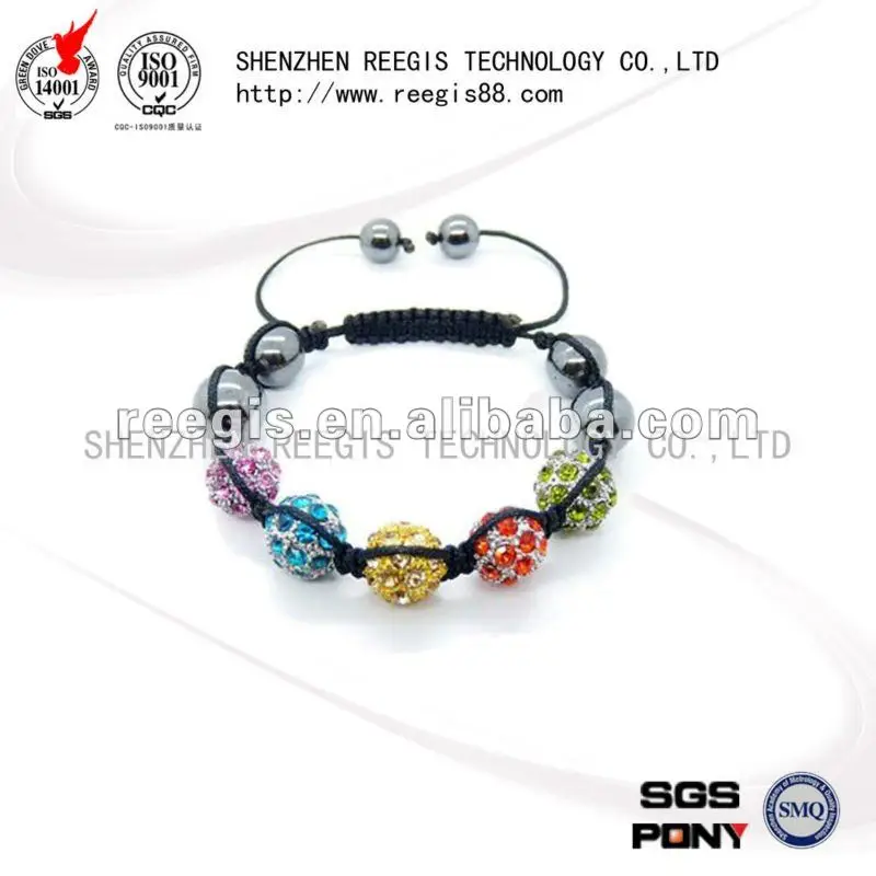 colorful crystal disco ball shamballa beads bracelet