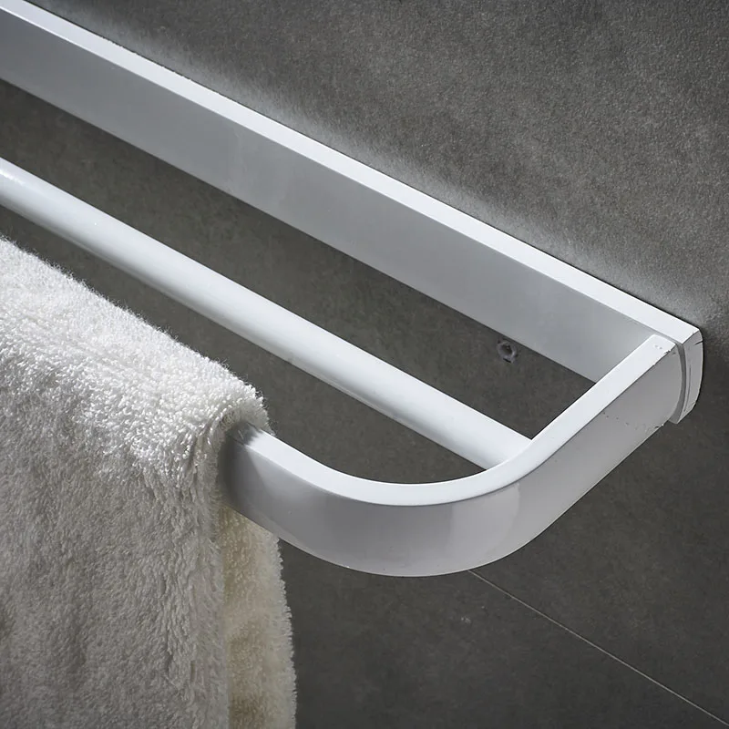 
Bathroom Accessories Simple Style White Color Wall Mounted Brass Bath Towel Shelf Holder Wall Mounted Towel Bar Rack 
