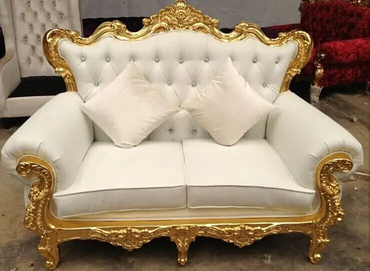 Two Seater Leather Royal Throne Sofa In White Color JC-J200
