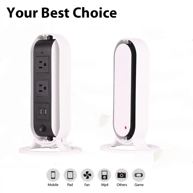 
Vertical Power Strip Multi-sockets 6 Outlets and 2 USB, 2500W, 110-250 Worldwide Voltage Tower Power Socket Outlets 