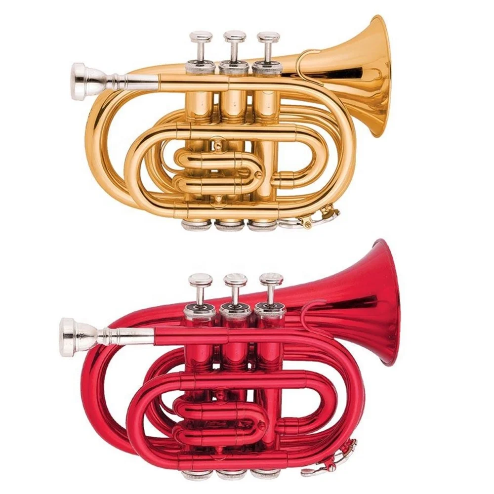 Gold lacquer & Red Tone Bb Pocket Trumpet
