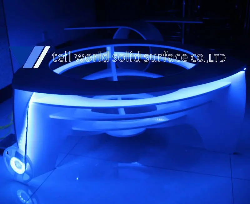 
LED light triangle acrylic solid surface coffee table for home coffee shop office 