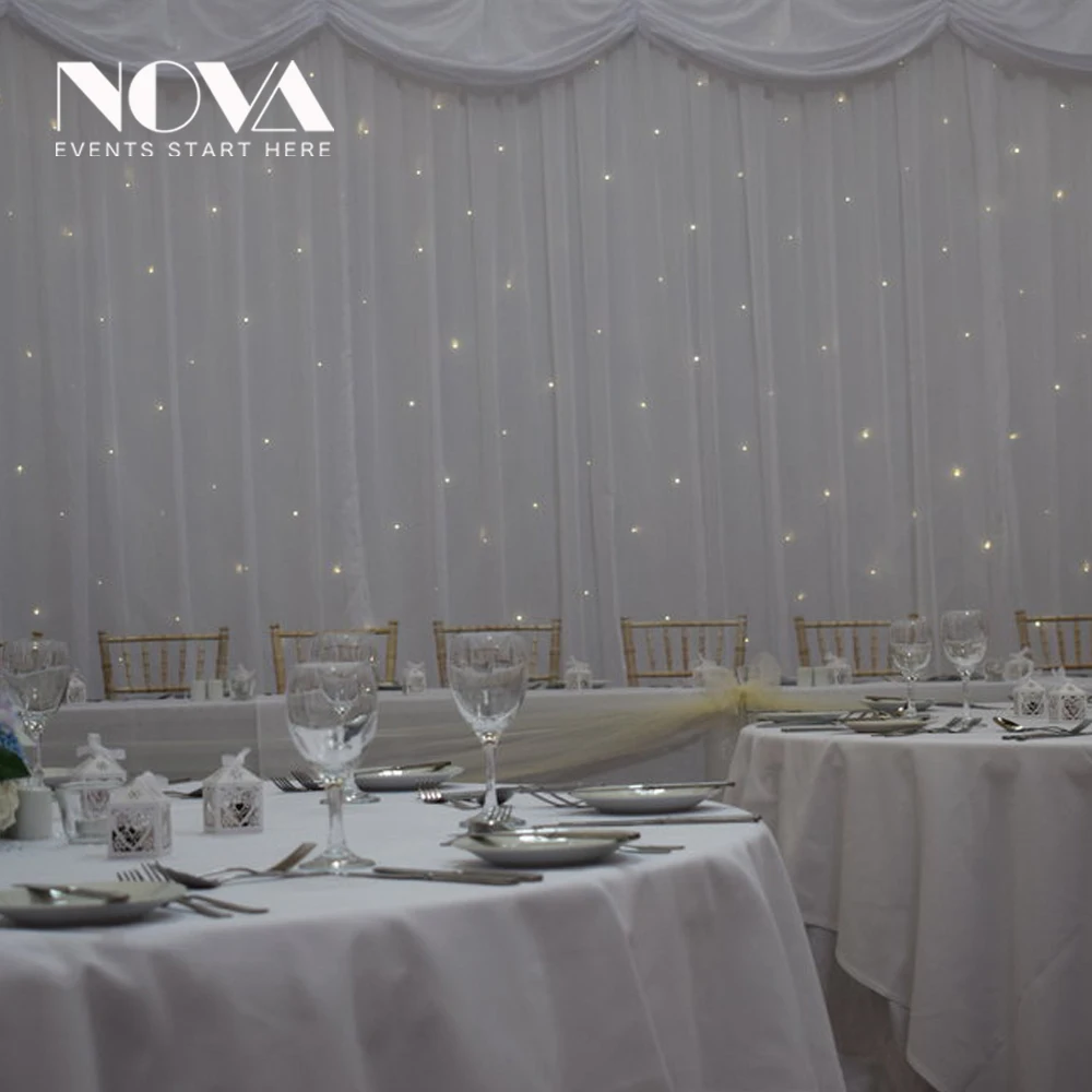 White LED Curtain vlvet drape for wedding events tent room decoration