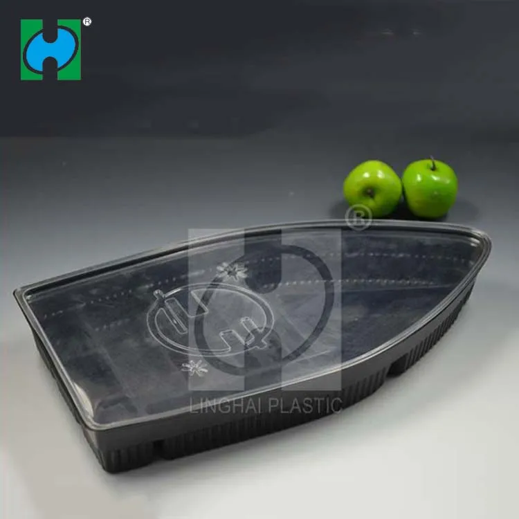 Manufacturer Custom Sushi Tray Plastic Food Tray Cake Storage Container With Lid
