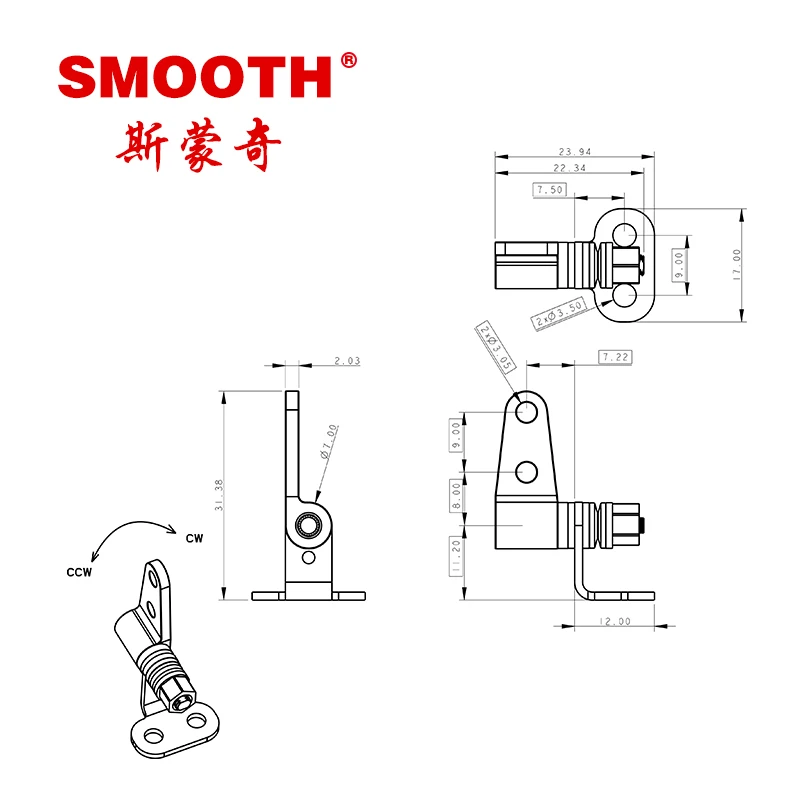 Free stop hinge/ MIM friction hinge/360 degree shaft rotation