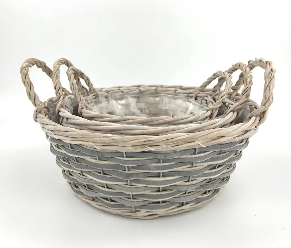 
wicker garden flowers basket for plants with plastic liner willow plants basket 