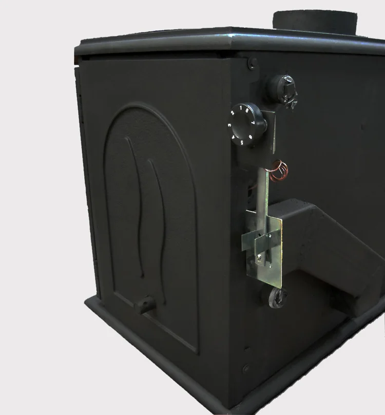 
30KW Multi-room Heating Matt Paint Black Double Doors Large Wood Stove With Boiler 