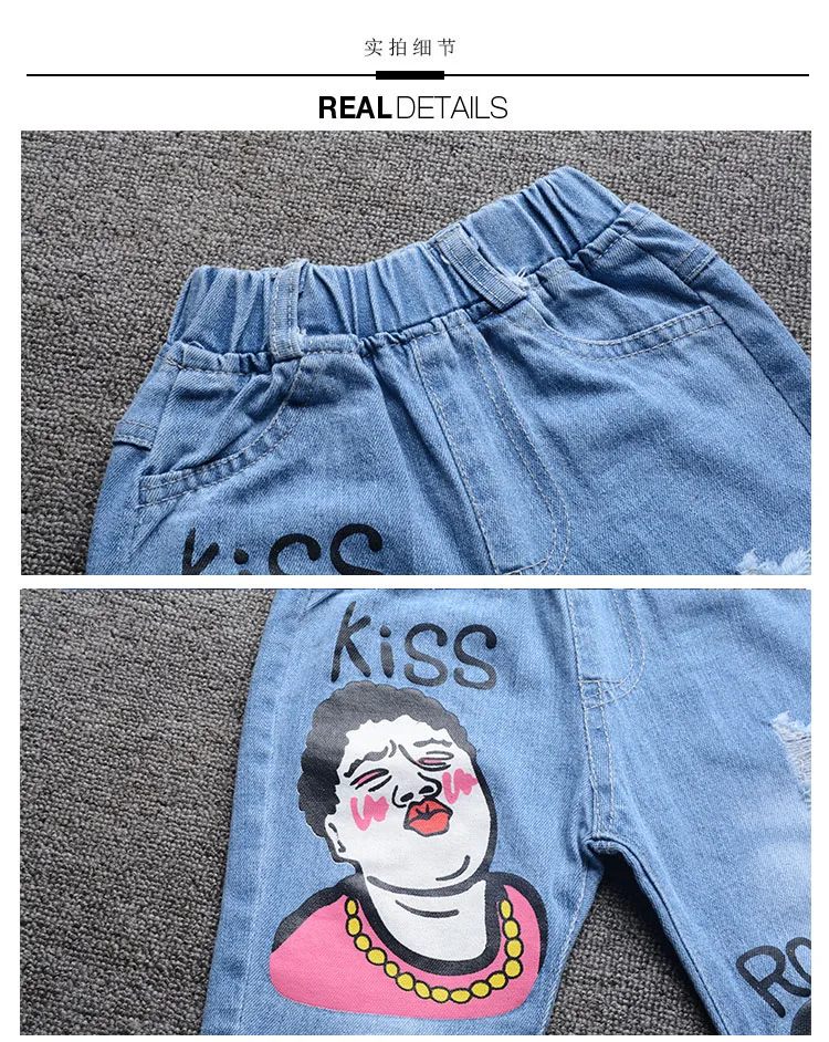 Hao Baby New Summer Girl For Children Aged Three To Nine Tight Kid Nine Minutes Of Pants Kind Of Jeans