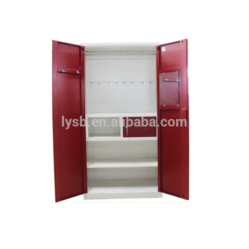 
knock down design safe box inside double swing doors steel clothes cabinet,2 door wardrobe closet 