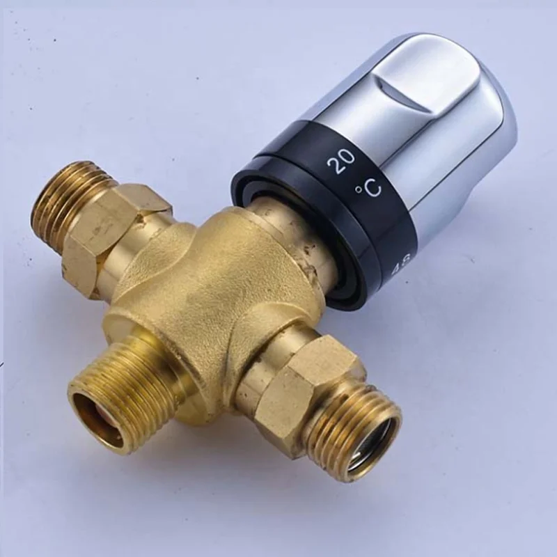 
Wholesale and Retail Thermostatic Mixer Valve Bathroom Kitchen Faucet Mixer Valve Water Temperature Control Valve 1/2