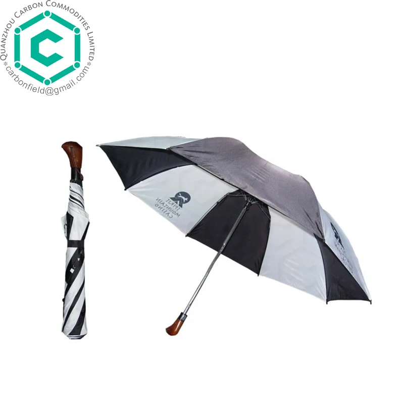 Men Umbrella with Crook wooden handle black