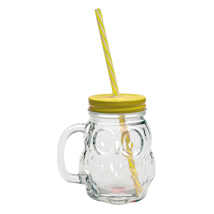 450ml Glass Owl shaped Mason Jars, Owl Mason Jar Glassware, Mason Jar Drinking Glass