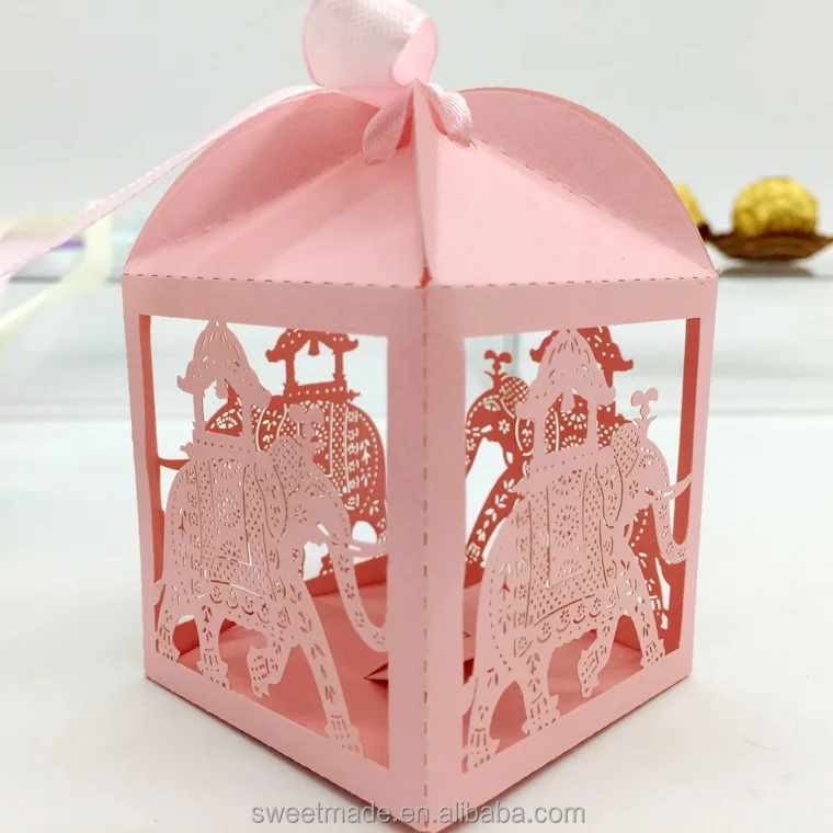 Wholesale factory direct elephant laser cut indian wedding door gift boxes for candles