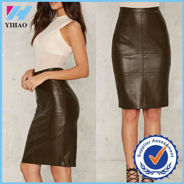 Новая Мода Горячая Распродажа женская элегантная тонкая узкая кожаная юбка высокого качества коричневая
