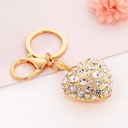 Модный брелок для сумки в форме сердца с металлическими стразами на День святого Валентина