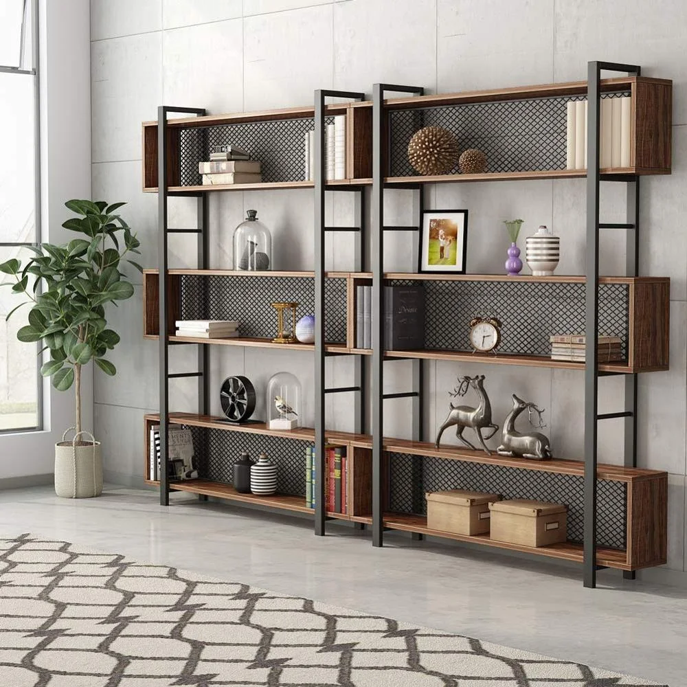 
Bookshelf with Metal Wire, Vintage Industrial Bookcase Display Shelf Storage 