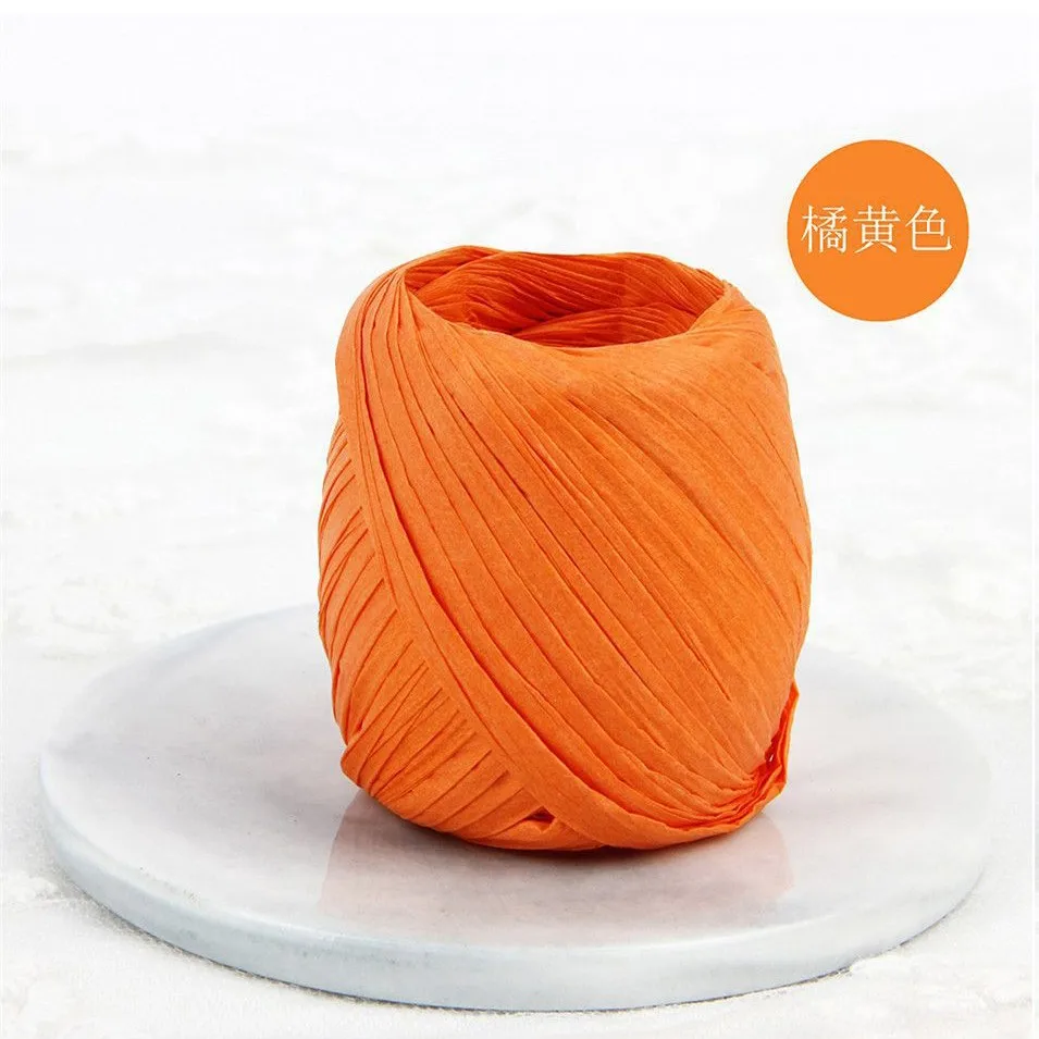 Натуральная трава рафии, оптовая продажа, рулоны оранжевого цвета, лента из рафии, бумажная лента для подарочной коробки, упаковка, рафия