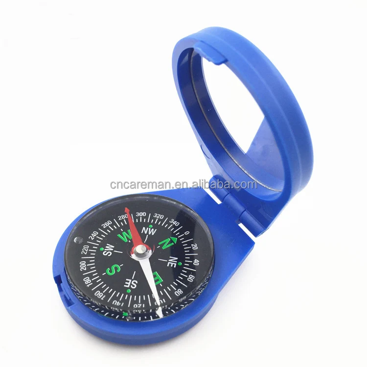 Hiking Plastic Flip Compass with Signal Mirror, Clamshell Pocket Gift Compass with Mirror Surviving Gadet OEM Orders Accepted