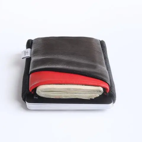 Magic minimalist card holder wallet genuine and pu leather elastic slim wallet