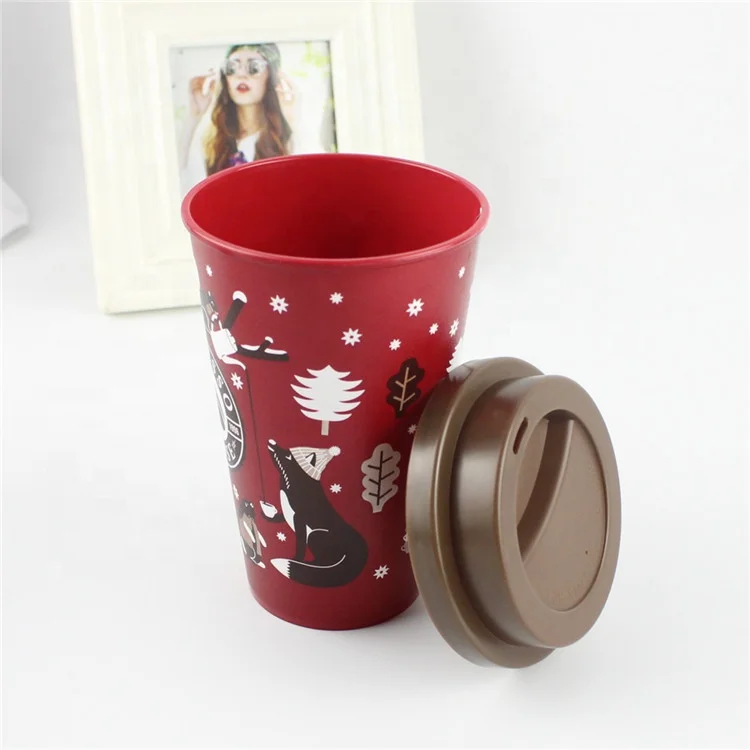 Plastic Coffee To Go Mugs  With Full Color Print All Over