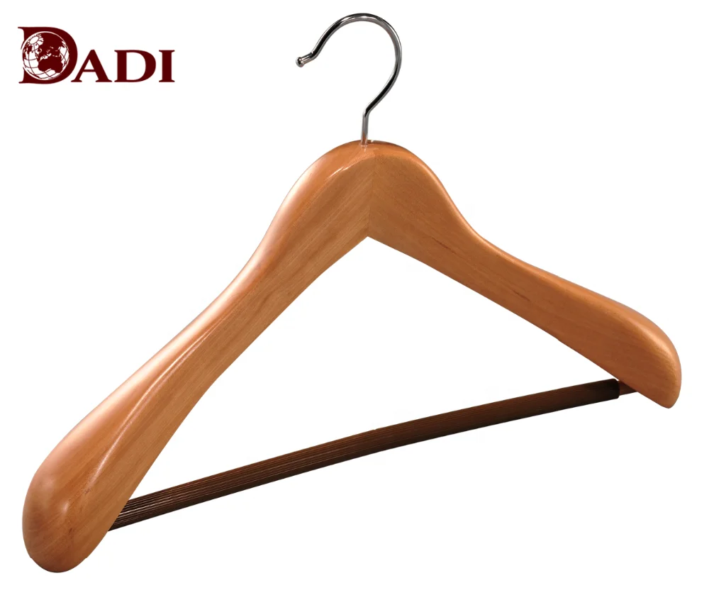 
Broad Shoulder Wooden Coat Hangers With Non Slip Bar 