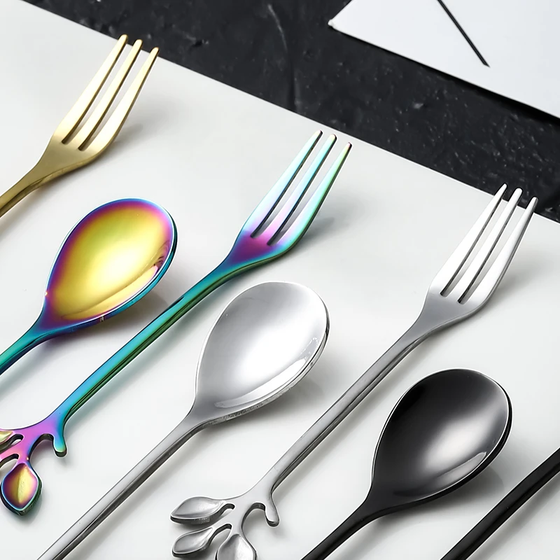 Посуда из нержавеющей стали, креативная Цветочная кофейная ложка, ложка для перемешивания, ложка для смешивания