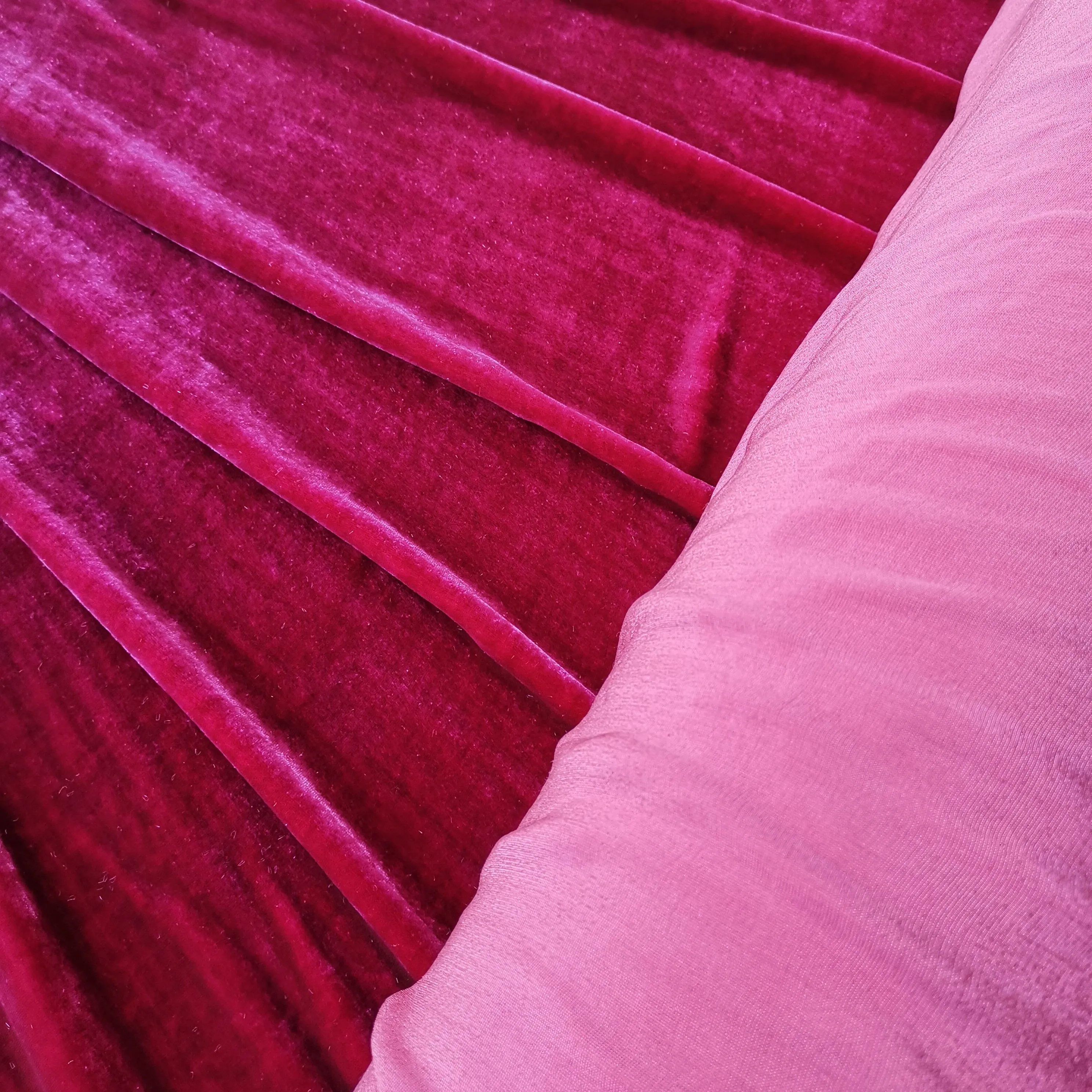 
Preshrinkage Brushed Washed Silk Visco Velvet Fabric 