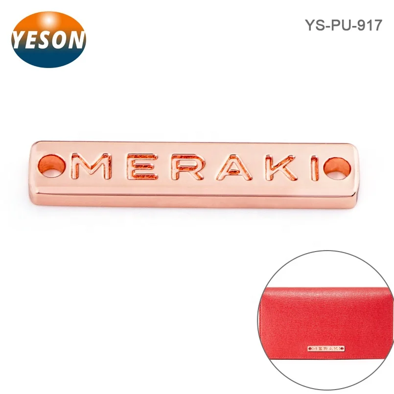 
Custom Metal Clothing Labels, Rose Gold Garment Logo Metal Clothing Tags, Sewing Metal Brand Logo Label with Holes for Swimwear 