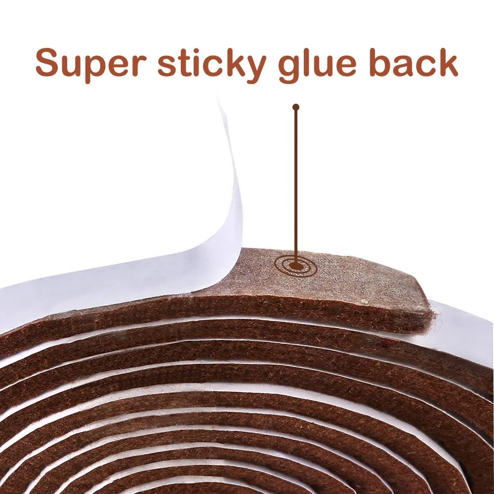 Brown Self Adhesive Felt Tape Felt Furniture Pads Heavy Duty Felt Strip Roll for Protect Furnitures and Hard Surface