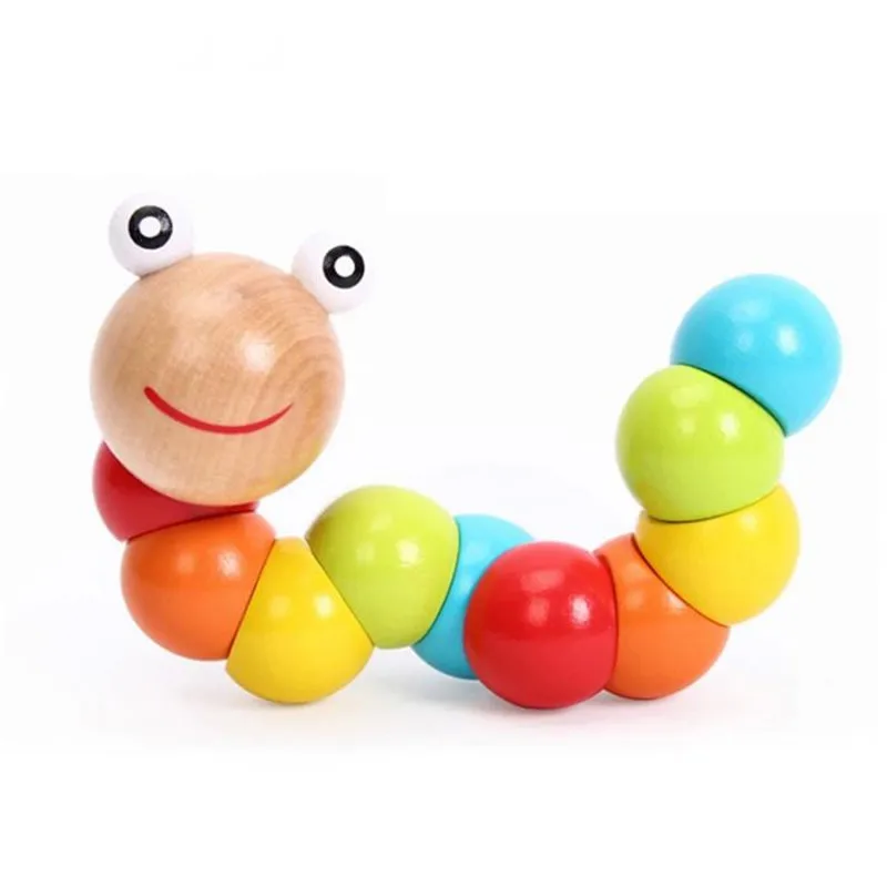 Красочные деревянные пазлы в виде червя, Детские Обучающие дидактические детские развивающие игрушки, игра на Пальцы для детей, подарок