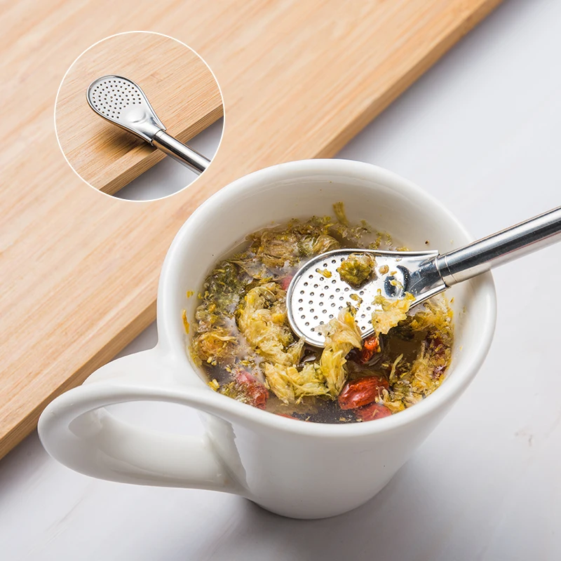New Style Yerba Mate Stainless Steel Drinking Straws With Filter Spoon