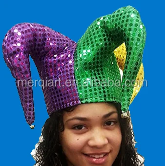 Multicolor Halloween Jester Clown Mardi Gras Party Costume Hat