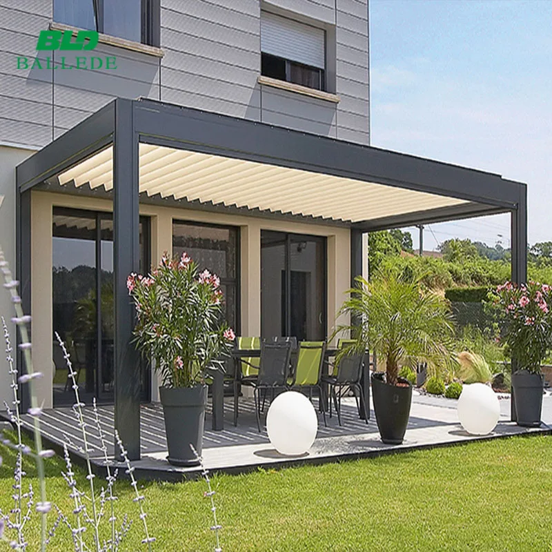 swimming pool sunshade aluminum motorised patio cover louver roof
