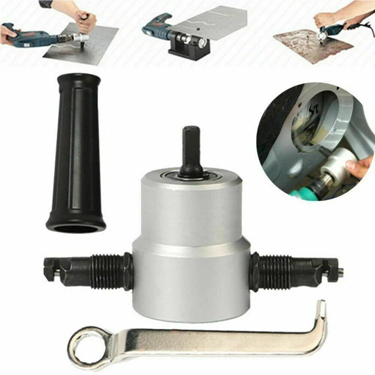 Double Head Sheet Metal Nibbler Saw Cutter Cutting Tool Electric Drill Air Drill Attachment Power Tool