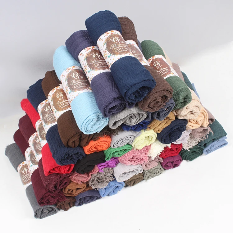 
Plain Crinkle Muslim Cotton Hijab Scarf 