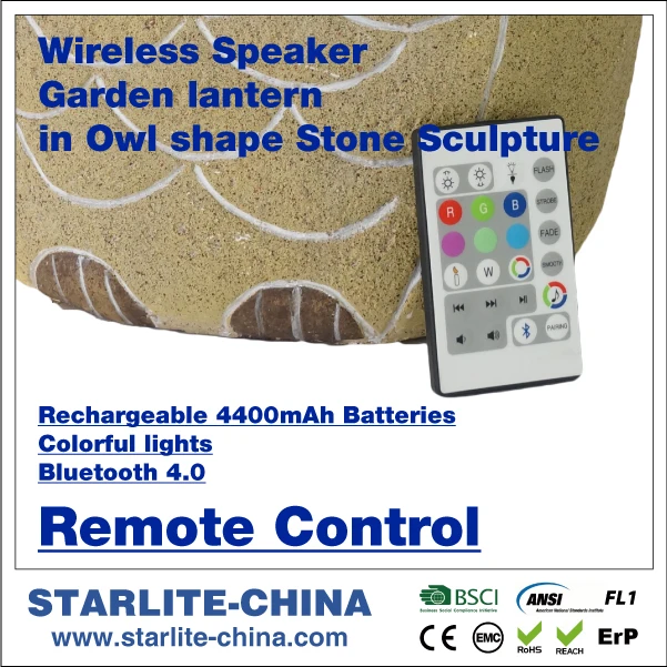 Owl exterior garden wireless led light bluetooth speaker