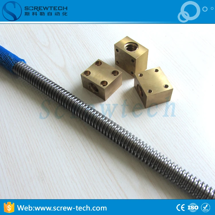 Customized Square brass nut trapezoidal lead screw Tr22x5 for wood cnc router