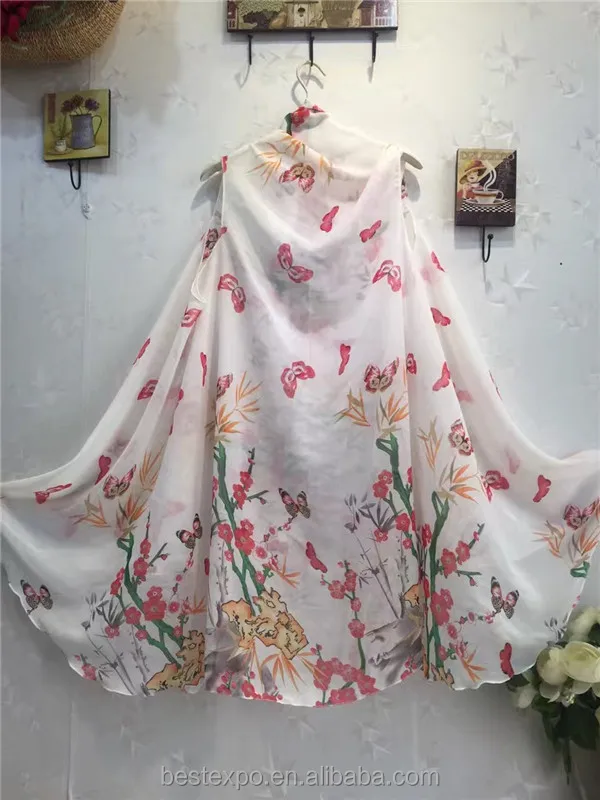 wholesale summer chiffon butterfly pattern tops women oversized beach clothing boutique silk blouses