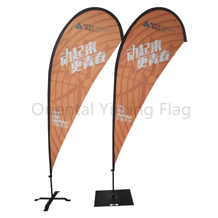 
Hot Sale Feather Flying Teardrop Outdoor Sail Fiberglass Pole Beach Flag Banner 