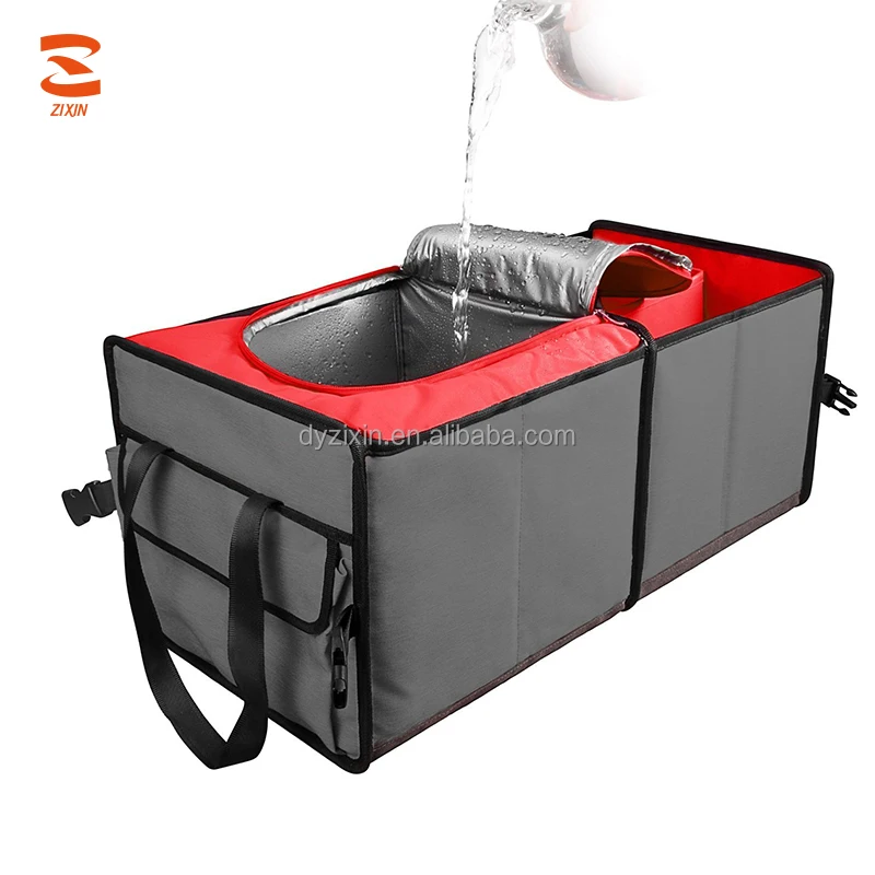 Foldable Outdoor Storage Garbage Trash Bin Premium Car Trunk Organizer Cooler Bag with Cover