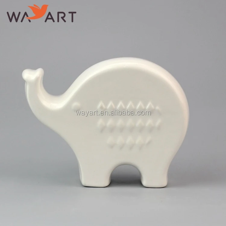 
Cute White Porcelain Elephant Figurine For Promotion 