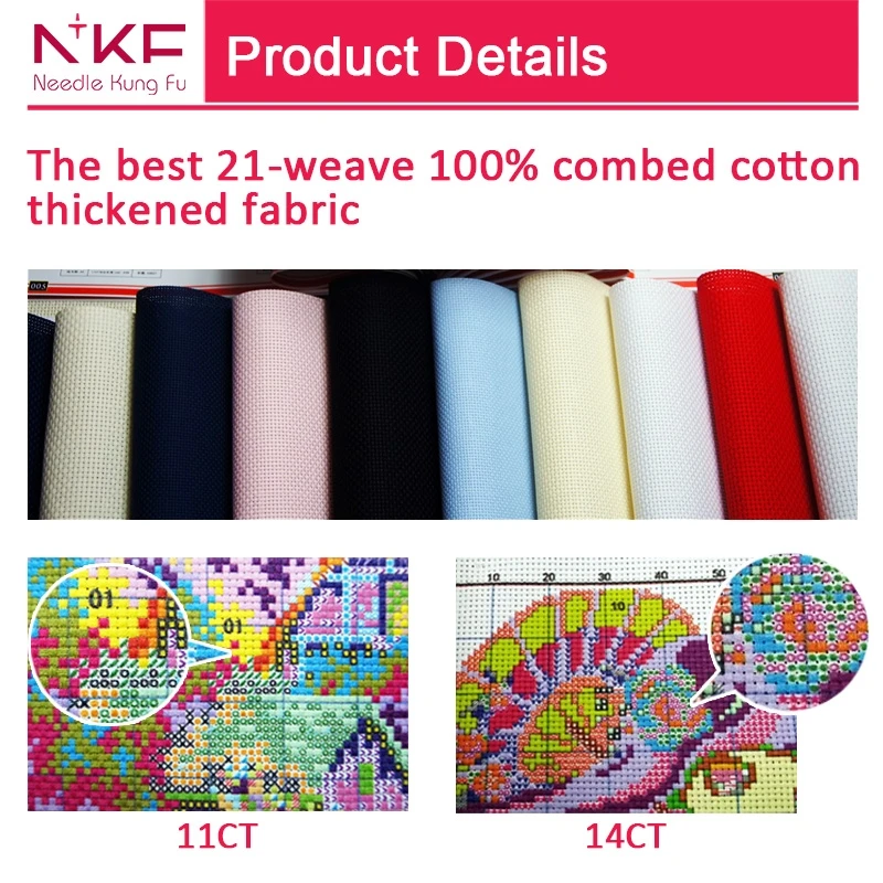 NKF DIY Embroidery Kit Textile Fabric Crafts Easy Handmade Stitch Paintings Craft Colorful Floral Pattern Cross Stitch Kit
