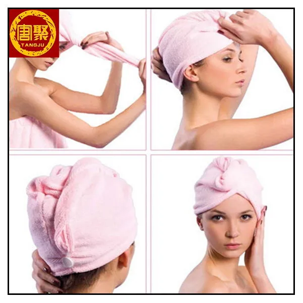 China OEM ODM High Quality Microfiber Drying Hair Salon Towel Cap Hair Towel With Embroidered Logo