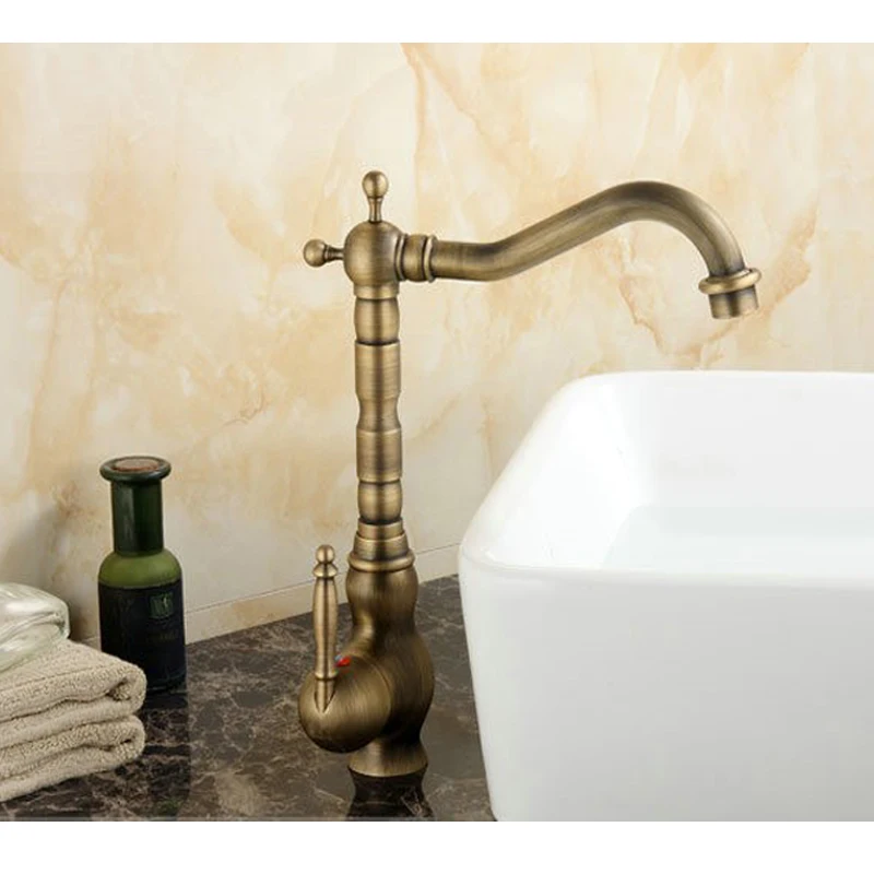 Bathroom Taps Antique Brass Mixer Tap Kitchen Sink Faucet with Hot&cold Water AF1030